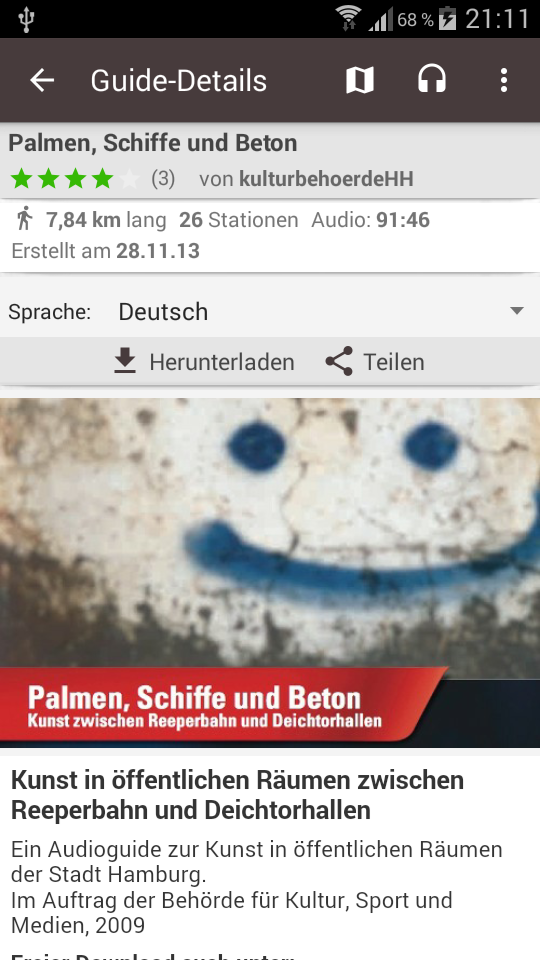 Detailansicht eines Audioguides in der Android-App